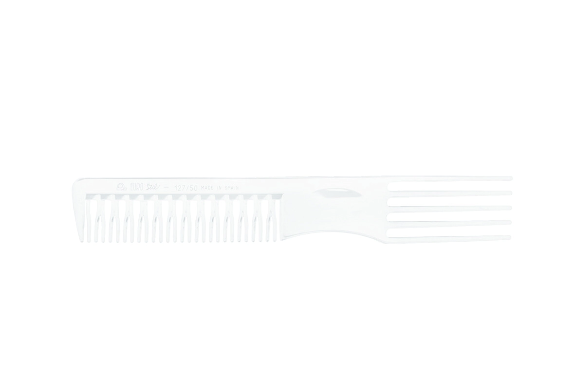 PEINE AHUECADOR CURVADO BLANCO 19CM      