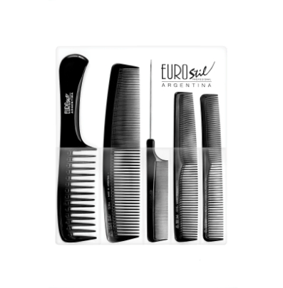 ESTUCHE 5 PEINES PROFESIONALES NEGRO ENVASADO  