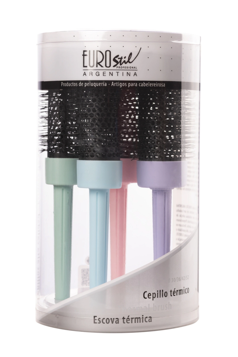 BOTE 4 CEPILLOS TERMICOS COLORES 30/36/42.5/52      