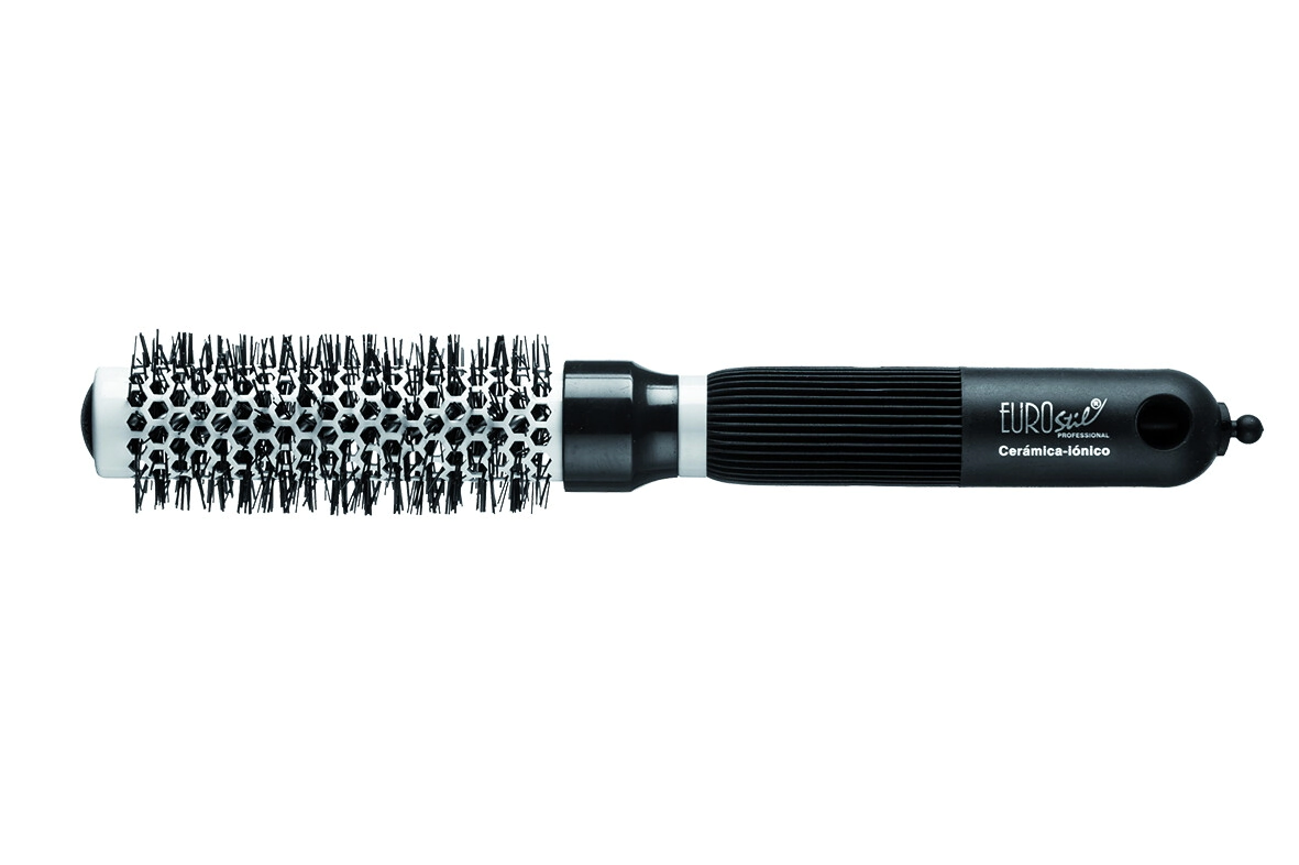 CEPILLO TERMICO MANGO GOMA 25 MM NEGRO ENVASADO  