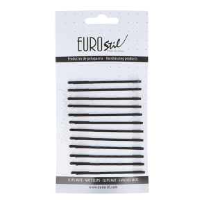 CARTON 12 CLIPS ONDULADOS NEGROS MATE 65 MM      