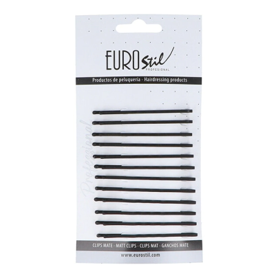 CARTON 12 CLIPS ONDULADOS NEGROS MATE 65 MM      